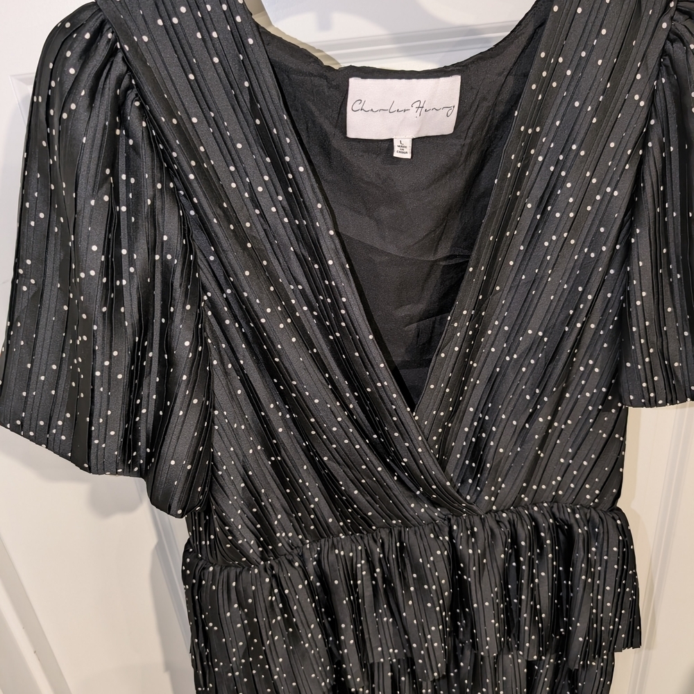 Charles Henry Black and White Tiered Mini Dress - Picture 9 of 12